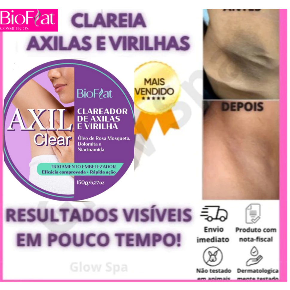 Clareador de Virilha e Axila 150g BioFlat - Creme Clareador Intimo Virilha Clareador Axilclean - Imagem 5