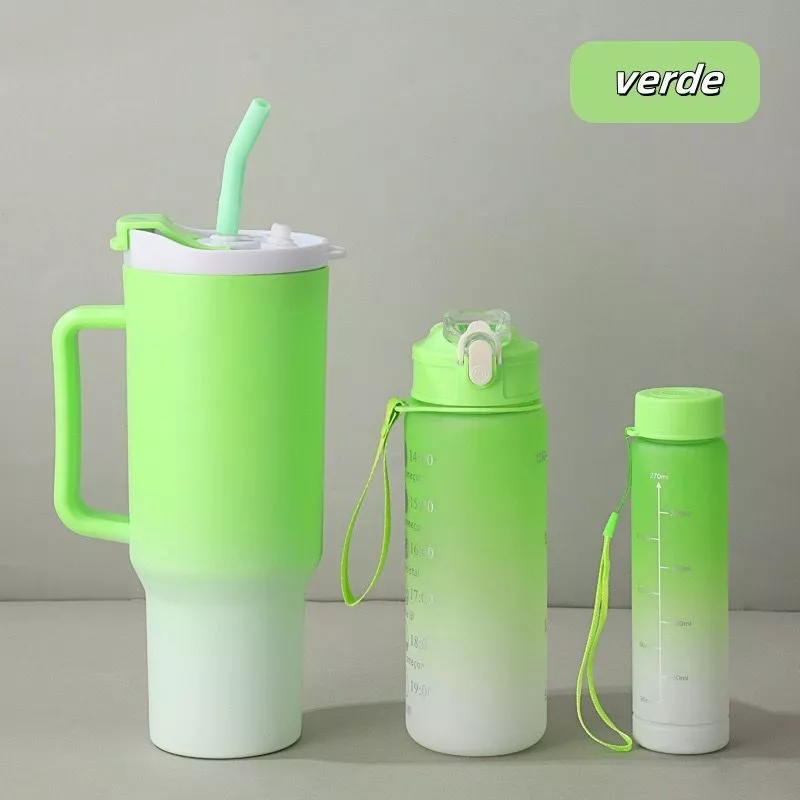 Kit 3 Garrafa Copo Agua Squeeze com Adesivos Lembretes beber Agua Tendencia NOVA - Imagem 5