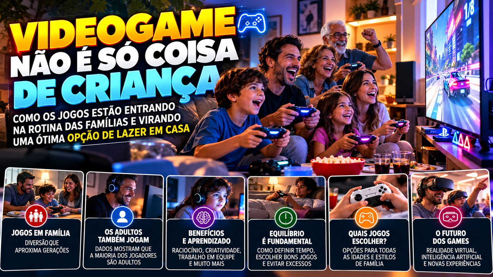 🎮🏠 VIDEOGAME NÃO É SÓ COISA DE CRIANÇA: COMO OS JOGOS ESTÃO ENTRANDO NA ROTINA DAS FAMÍLIAS