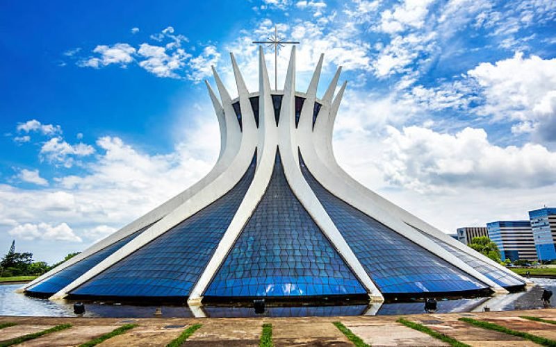 Brasilia, Brazil - November 17, 2015: Cathedral of Brasilia, designed by Brazilian architect Oscar Niemeyer in Brasilia, capital of Brazil.