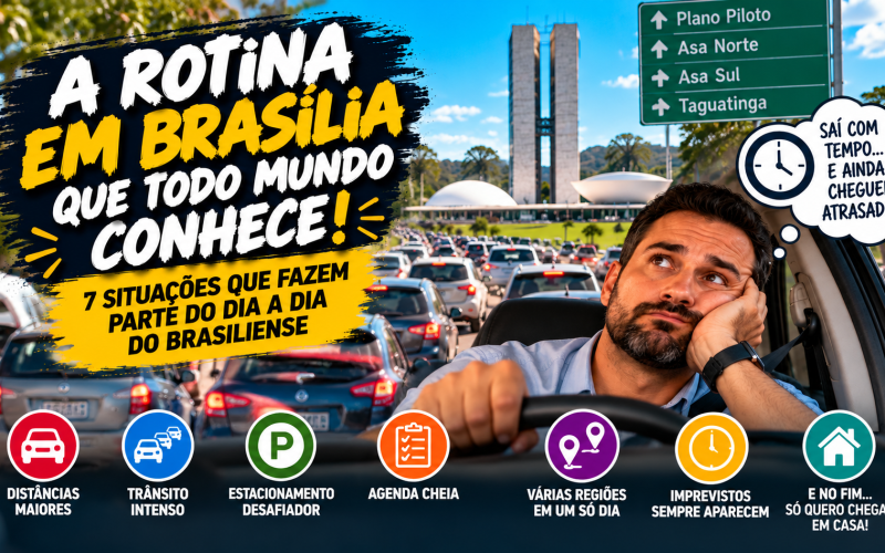 VOCÊ SAIU COM TEMPO, MAS CHEGOU ATRASADO: 7 SITUAÇÕES QUE QUEM VIVE EM BRASÍLIA VAI RECONHECER