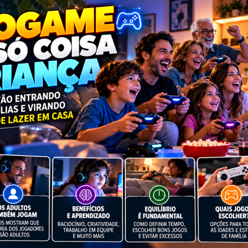 🎮🏠 VIDEOGAME NÃO É SÓ COISA DE CRIANÇA: COMO OS JOGOS ESTÃO ENTRANDO NA ROTINA DAS FAMÍLIAS