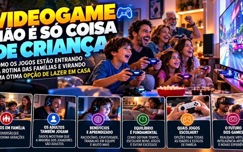 🎮🏠 VIDEOGAME NÃO É SÓ COISA DE CRIANÇA: COMO OS JOGOS ESTÃO ENTRANDO NA ROTINA DAS FAMÍLIAS