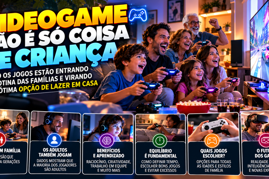 🎮🏠 VIDEOGAME NÃO É SÓ COISA DE CRIANÇA: COMO OS JOGOS ESTÃO ENTRANDO NA ROTINA DAS FAMÍLIAS