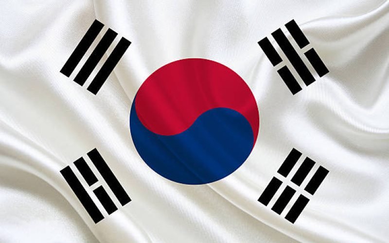 South Korean Flag, three dimensional render, satin texture